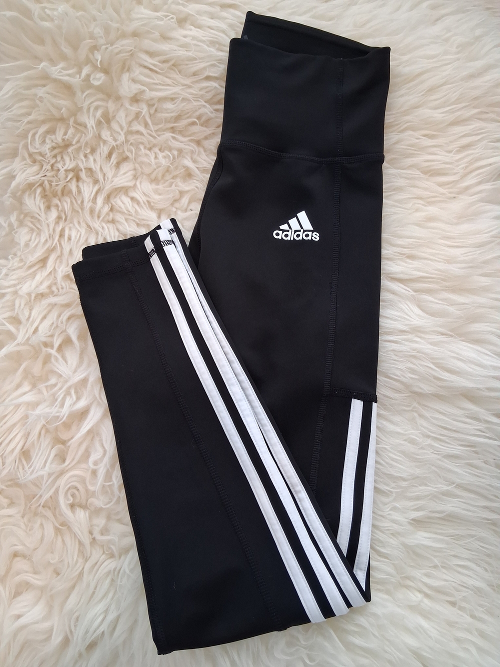 adidas Black Leggings with White 3-Stripes